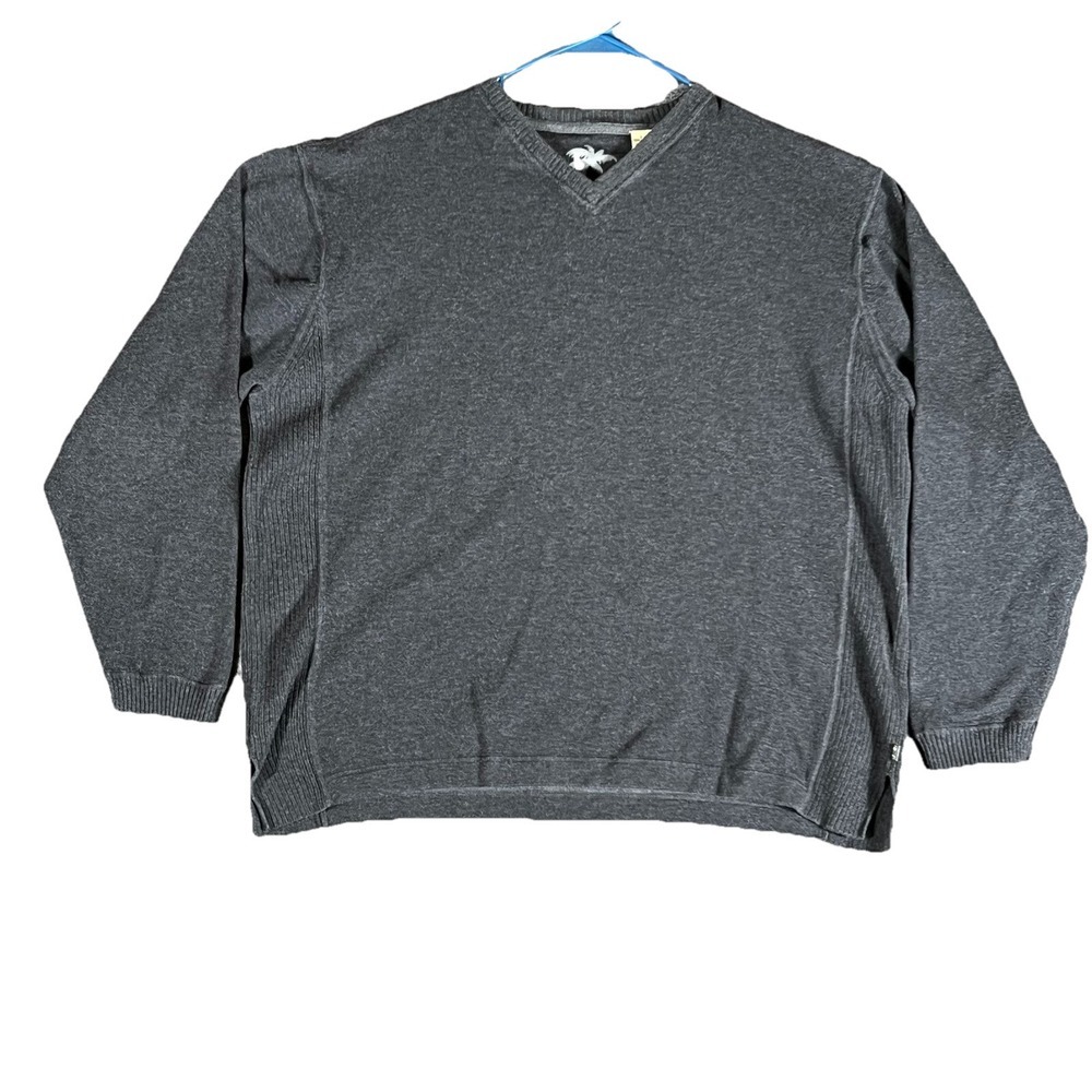 Tommy Bahama Sweater Mens Large Long Sleeve V Neck Pullover Gray
